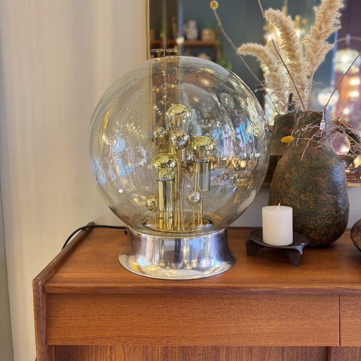 Doria Big Ball kristalglazen tafellamp messing chroom | Sprinkelhop