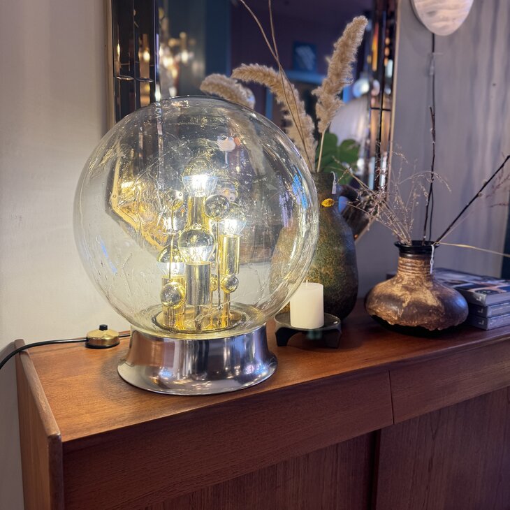 Doria Big Ball kristalglazen tafellamp messing chroom | Sprinkelhop