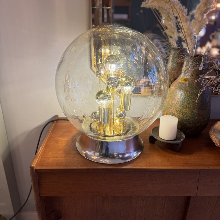 Doria Big Ball kristalglazen tafellamp messing chroom | Sprinkelhop