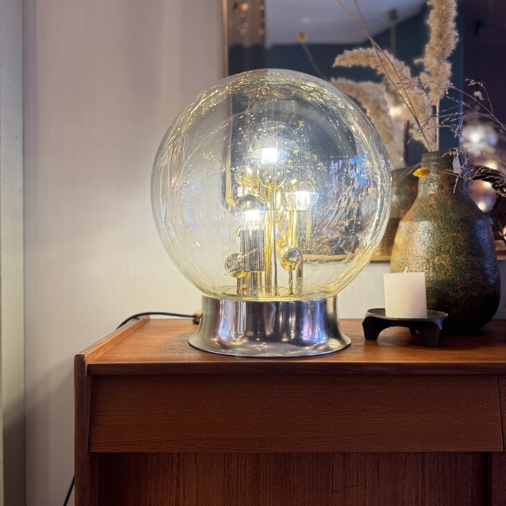 Doria Big Ball kristalglazen tafellamp messing chroom | Sprinkelhop