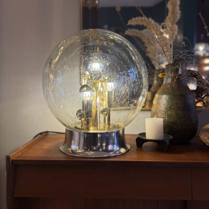 Doria Big Ball kristalglazen tafellamp messing chroom | Sprinkelhop