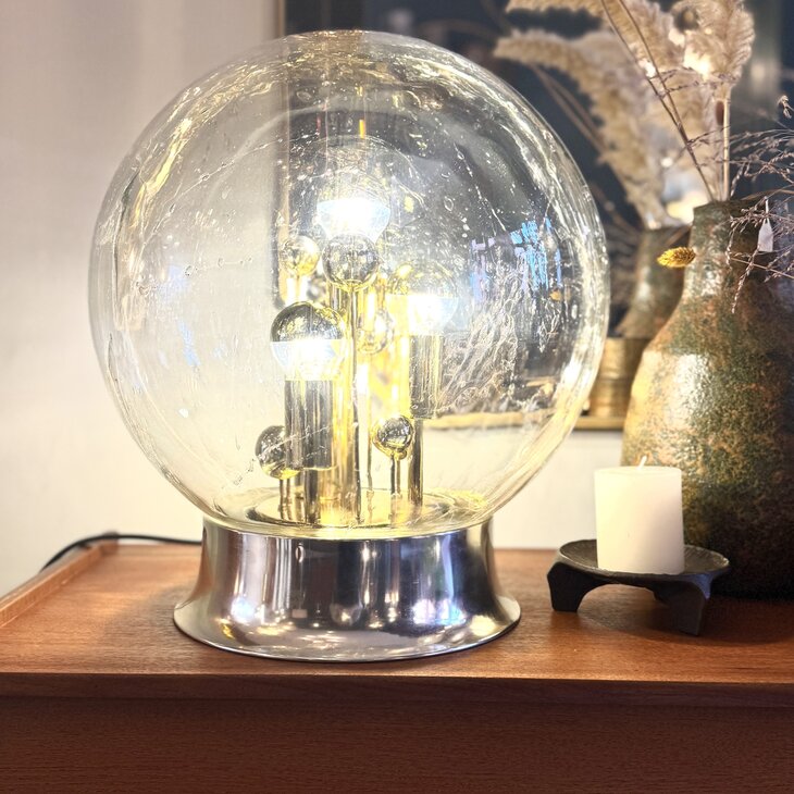 Doria Big Ball kristalglazen tafellamp messing chroom | Sprinkelhop