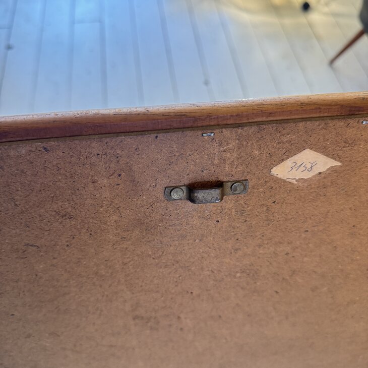 Vintage Deense teak houten langwerpige spiegel | Sprinkelhop