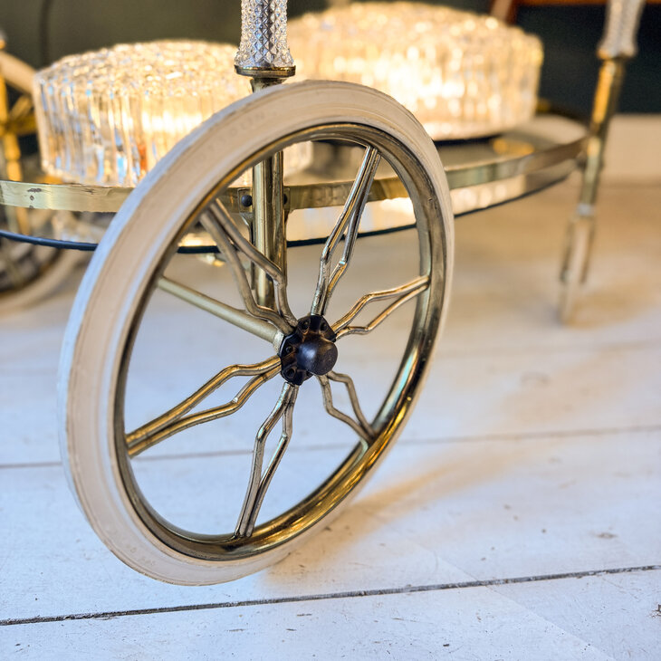 Vintage 1950s sierlijke bar cart serveerwagen messing  | Sprinkelhop