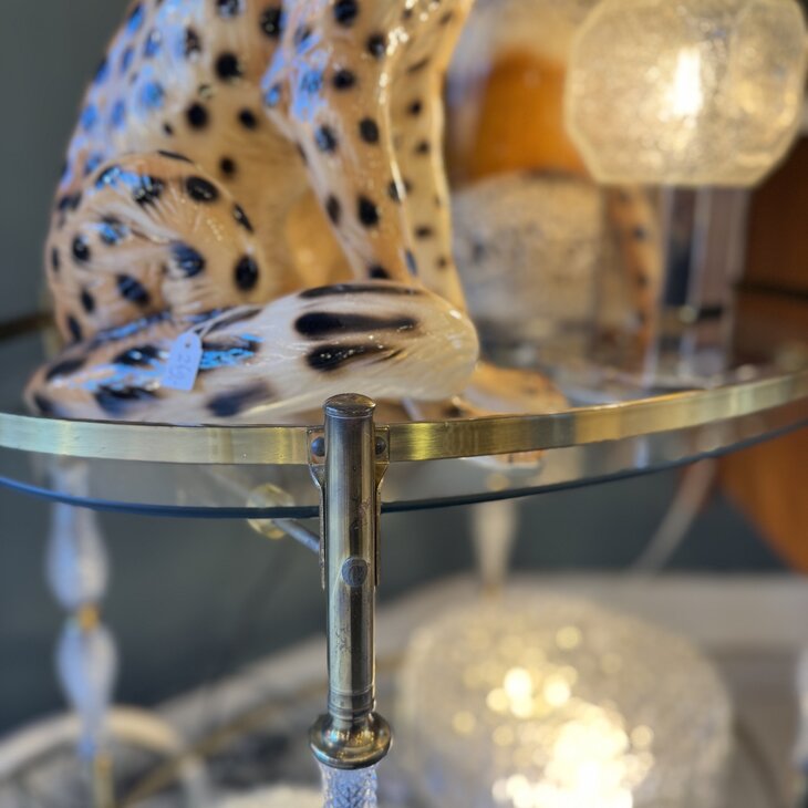 Vintage 1950s sierlijke bar cart serveerwagen messing  | Sprinkelhop