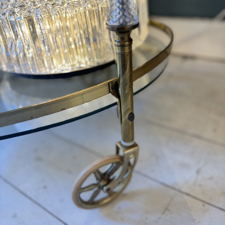 Vintage 1950s sierlijke bar cart serveerwagen messing  | Sprinkelhop