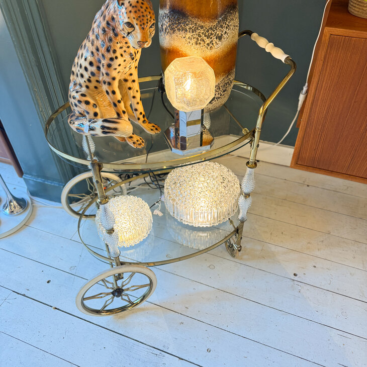 Vintage 1950s sierlijke bar cart serveerwagen messing  | Sprinkelhop