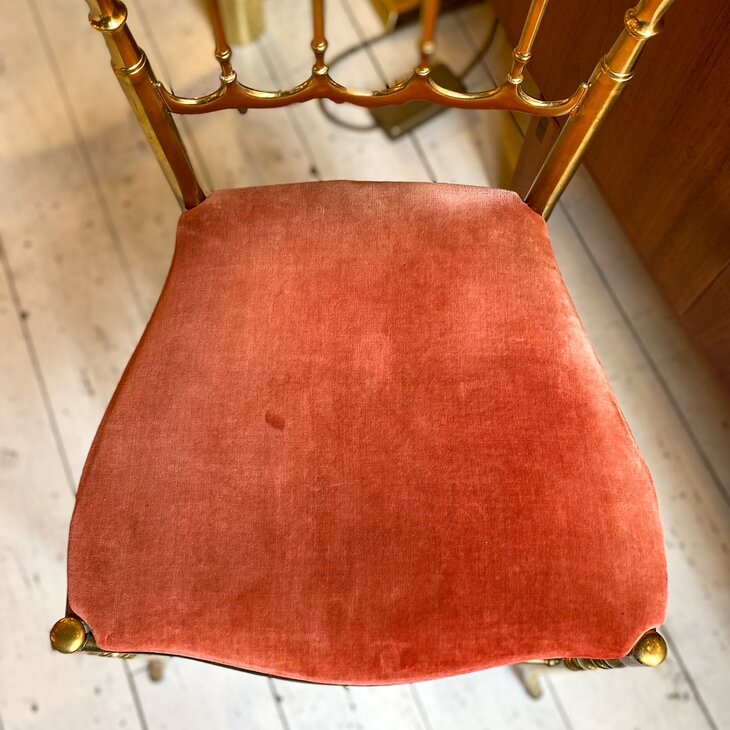 Vintage messing Chiavari stoel roze fluweel | Sprinkelhop