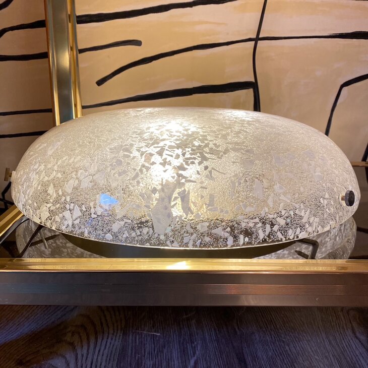 Hillebrand vintage plafondlamp 1970s gevlekt glas iced glass | Sprinkelhop