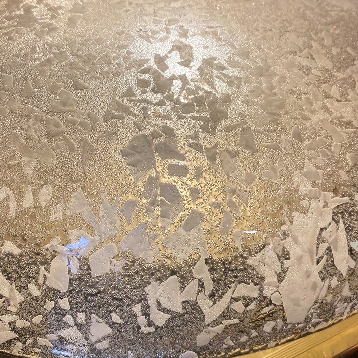 Hillebrand vintage plafondlamp 1970s gevlekt glas iced glass | Sprinkelhop