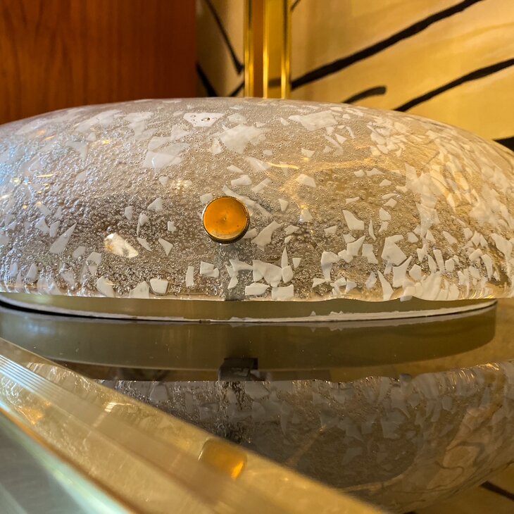 Hillebrand vintage plafondlamp 1970s gevlekt glas iced glass | Sprinkelhop