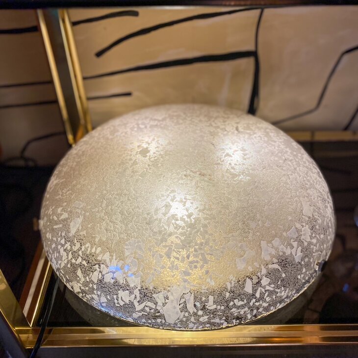 Hillebrand vintage plafondlamp 1970s gevlekt glas iced glass | Sprinkelhop