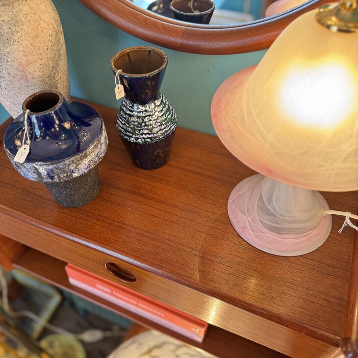 Set vintage Kai Kristiansen voor Vildbjerg teak houten wandkastje met spiegel | Sprinkelhop