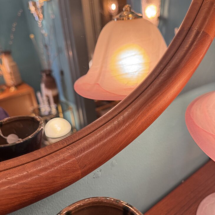 Set vintage Kai Kristiansen voor Vildbjerg teak houten wandkastje met spiegel | Sprinkelhop