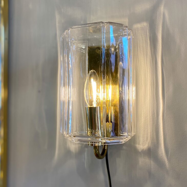 Vintage wandlamp Glashutte Limburg glas met messing | Sprinkelhop