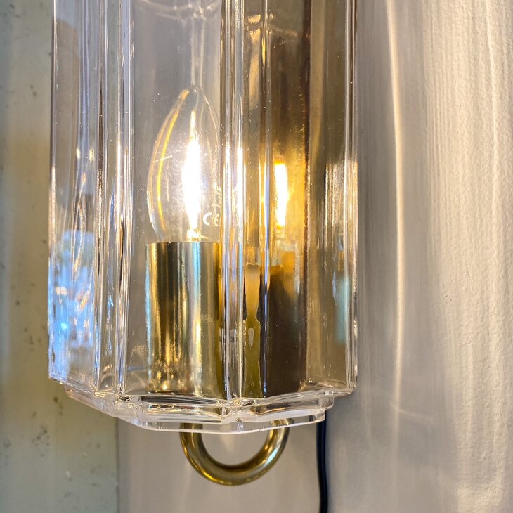 Vintage wandlamp Glashutte Limburg glas met messing | Sprinkelhop