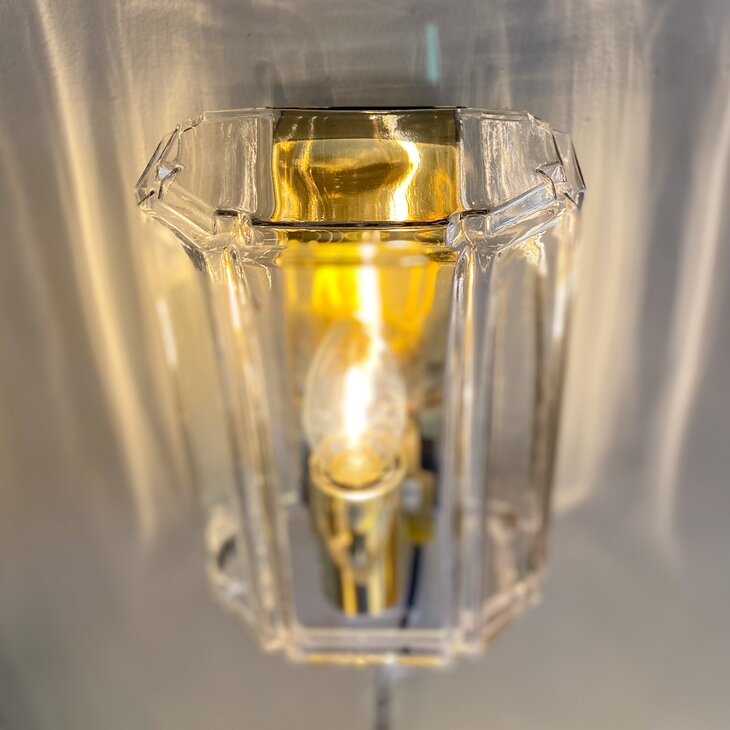 Vintage wandlamp Glashutte Limburg glas met messing | Sprinkelhop