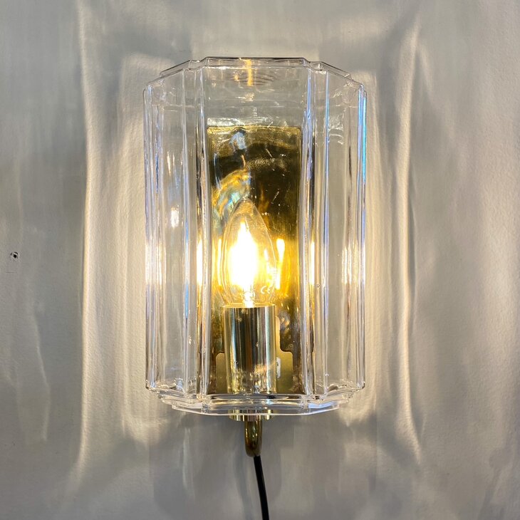 Vintage wandlamp Glashutte Limburg glas met messing | Sprinkelhop