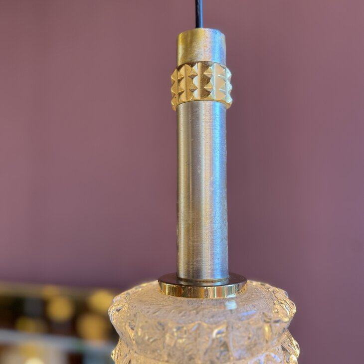 Vintage Murano glazen hanglamp goud messing| Sprinkelhop