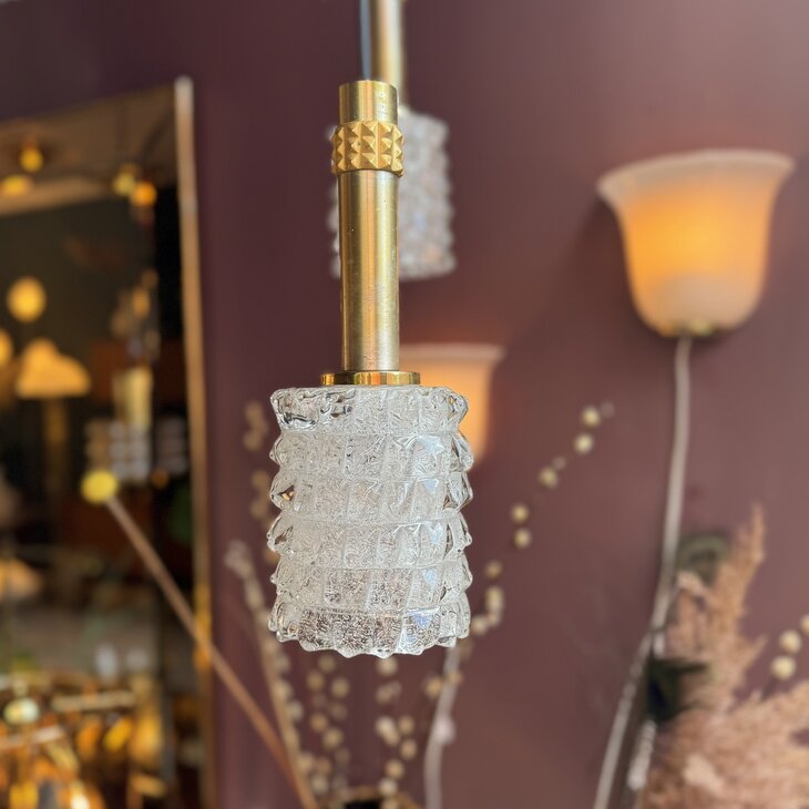 Vintage Murano glazen hanglamp goud messing| Sprinkelhop