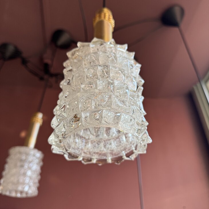 Vintage Murano glazen hanglamp goud messing| Sprinkelhop