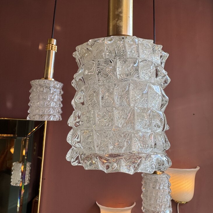 Vintage Murano glazen hanglamp goud messing| Sprinkelhop