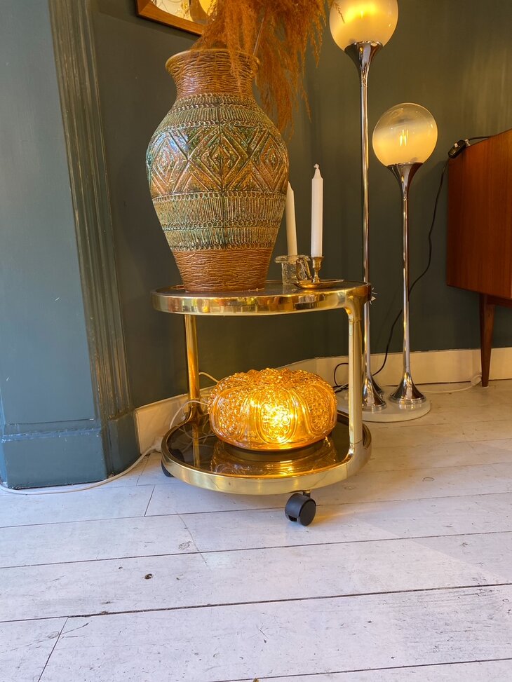 Vintage messing barcart op wieltjes | Sprinkelhop