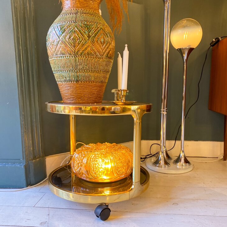 Vintage messing barcart op wieltjes | Sprinkelhop