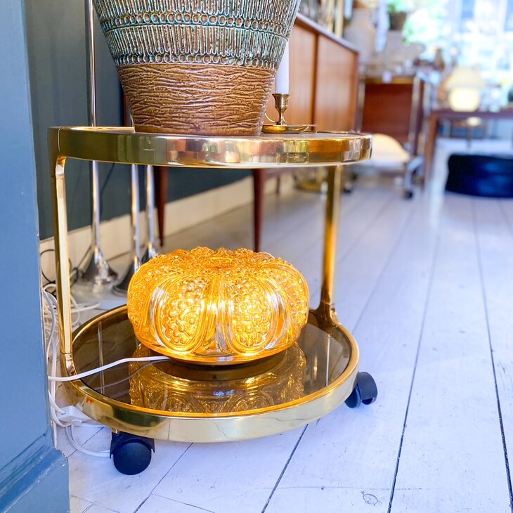 Vintage messing barcart op wieltjes | Sprinkelhop