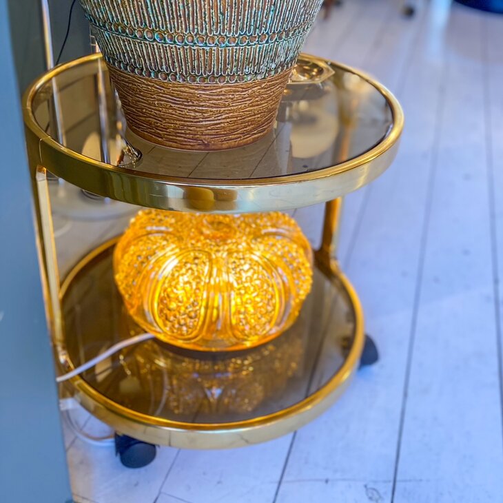 Vintage messing barcart op wieltjes | Sprinkelhop