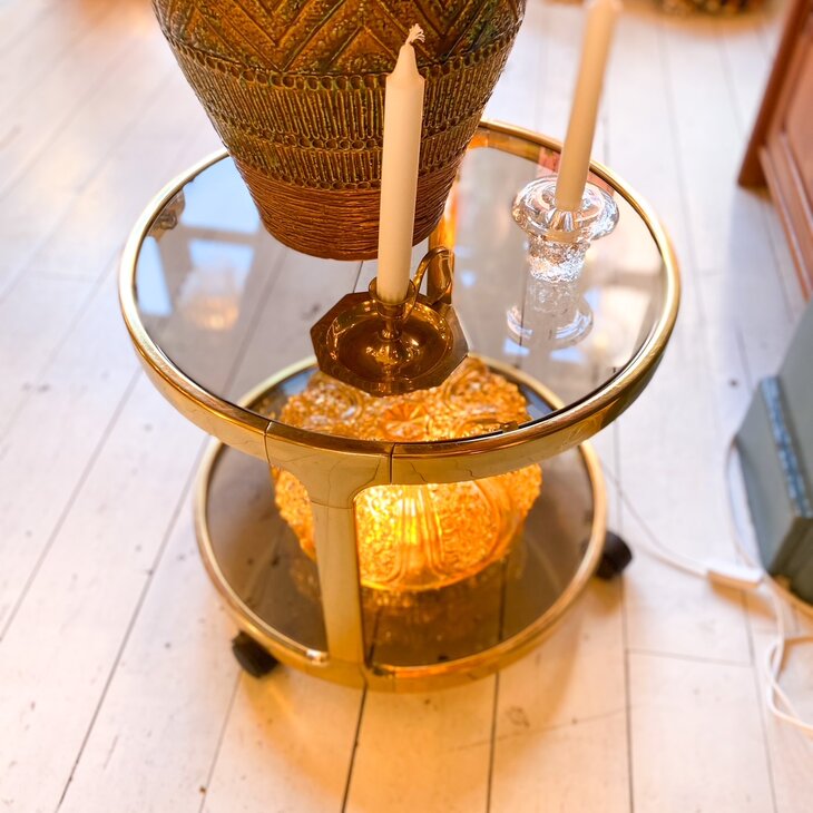 Vintage messing barcart op wieltjes | Sprinkelhop