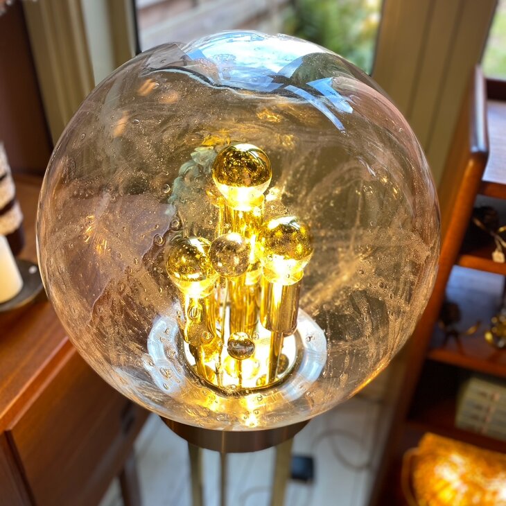 Doria Big Ball kristalglazen vloerlamp messing chroom | Sprinkelhop