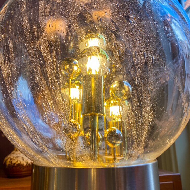 Doria Big Ball kristalglazen vloerlamp messing chroom | Sprinkelhop