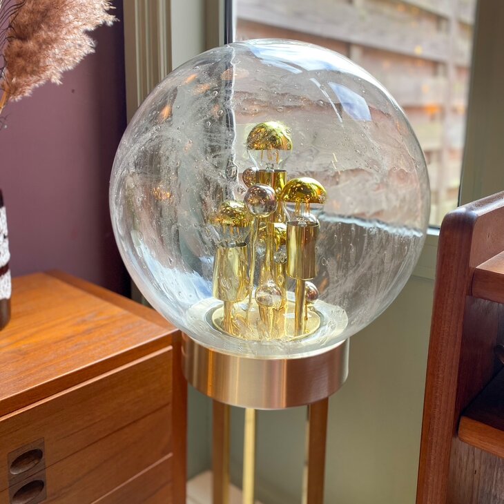 Doria Big Ball kristalglazen vloerlamp messing chroom | Sprinkelhop