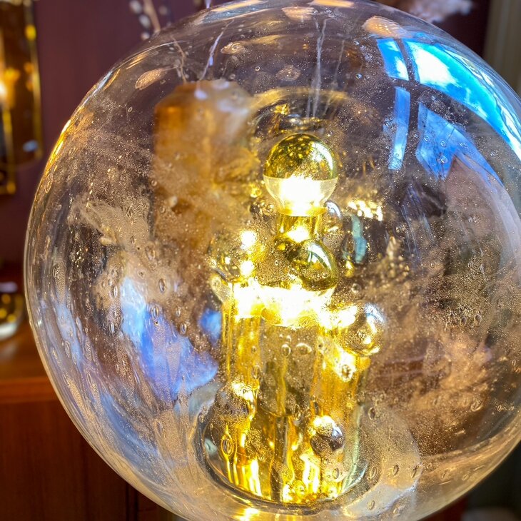 Doria Big Ball kristalglazen vloerlamp messing chroom | Sprinkelhop