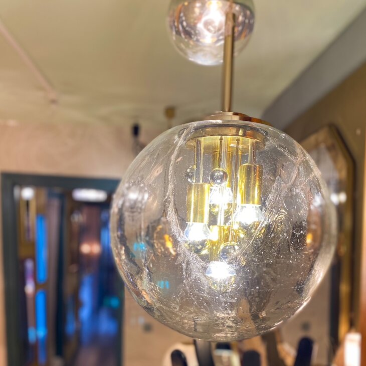 Doria Big Ball kristalglazen hanglamp messing | Sprinkelhop