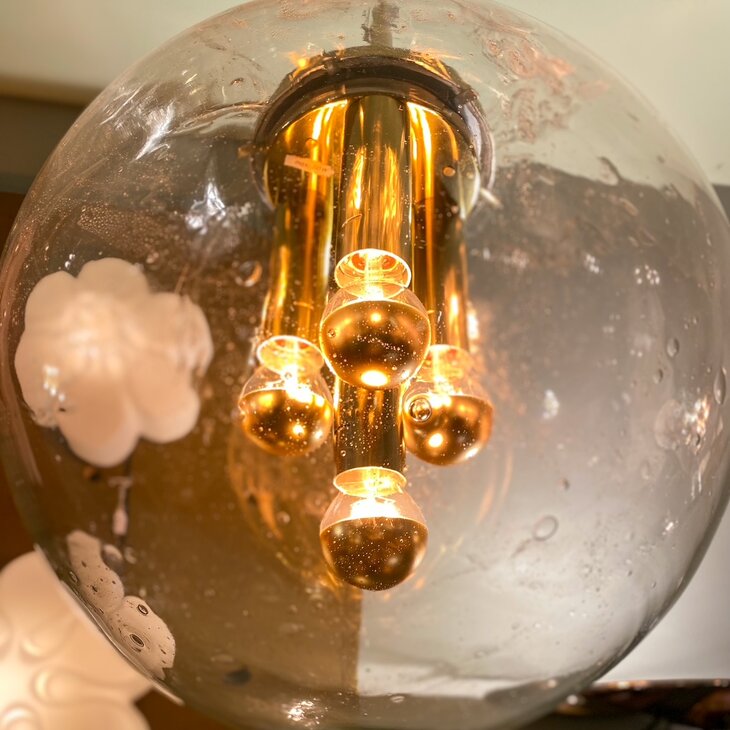 Doria Big Ball kristalglazen hanglamp messing amberkleurig | Sprinkelhop