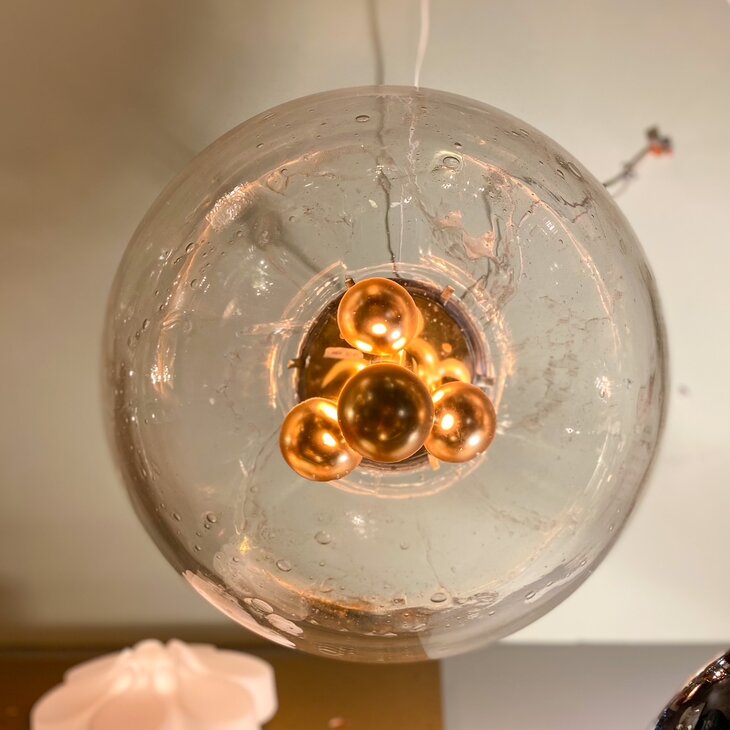 Doria Big Ball kristalglazen hanglamp messing amberkleurig | Sprinkelhop