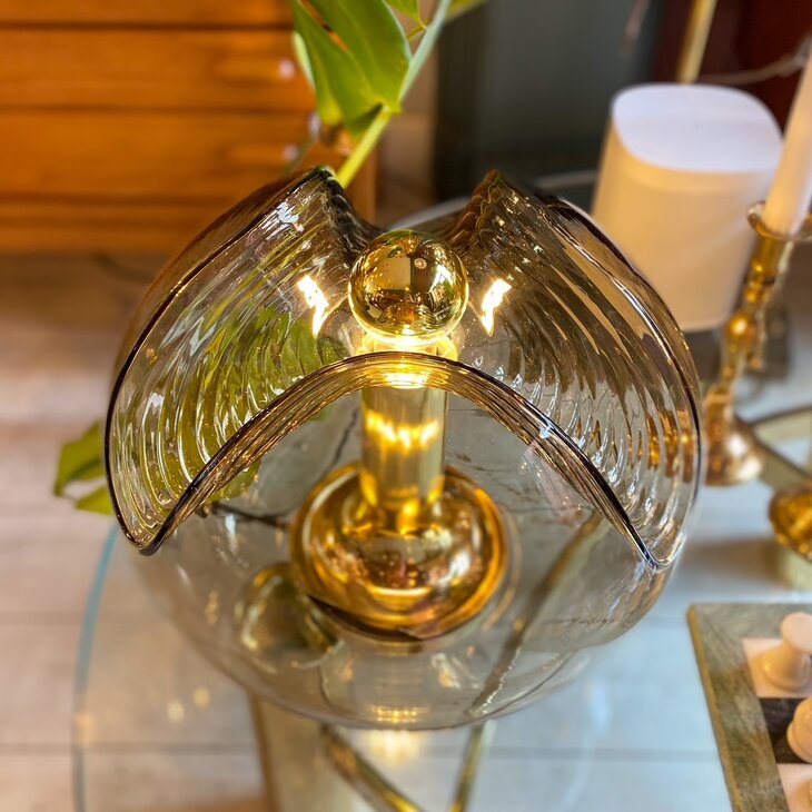 Peill &amp; Putzler Futura Wave glazen messing tafellamp 1970s | Sprinkelhop