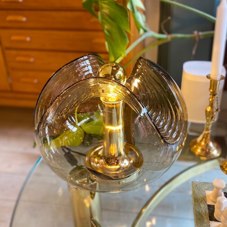 Peill &amp; Putzler Futura Wave glazen messing tafellamp 1970s | Sprinkelhop