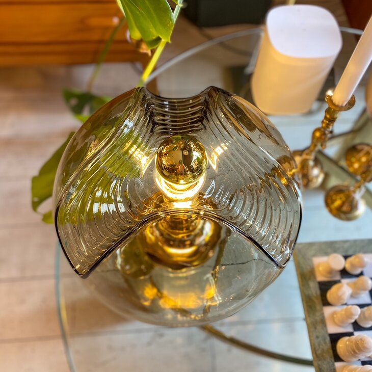 Peill &amp; Putzler Futura Wave glazen messing tafellamp 1970s | Sprinkelhop