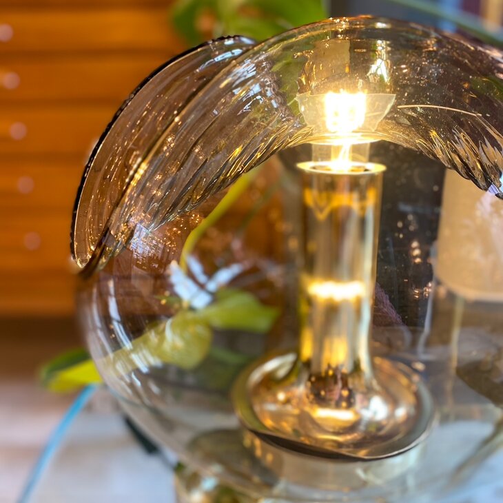 Peill &amp; Putzler Futura Wave glazen messing tafellamp 1970s | Sprinkelhop