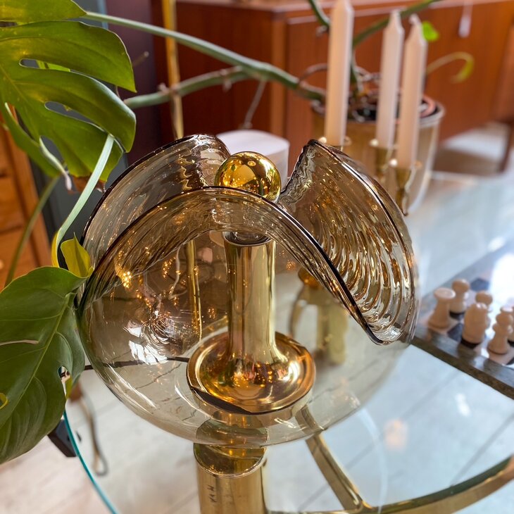 Peill &amp; Putzler Futura Wave glazen messing tafellamp 1970s | Sprinkelhop