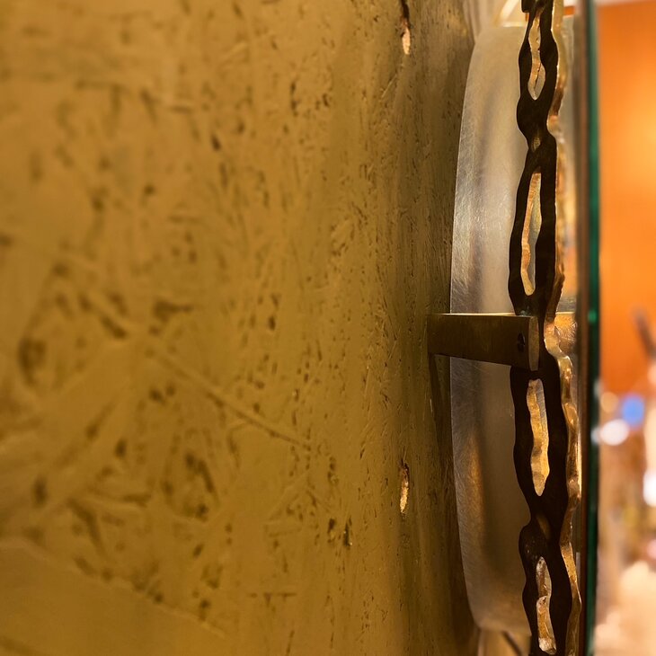 Schoninger vintage messing ronde spiegel met verlichting | Sprinkelhop