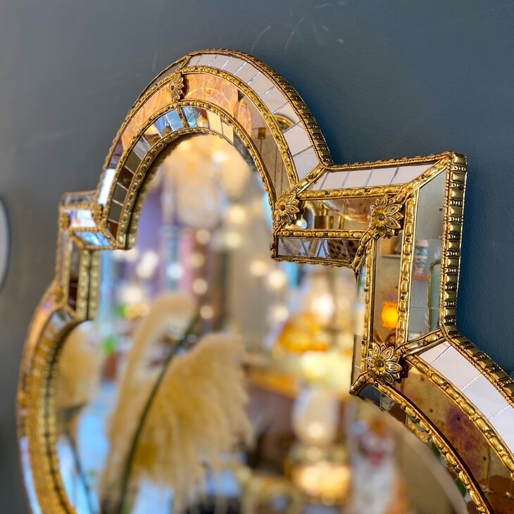 Vintage Venetiaanse moza&iuml;ekspiegel vierkant met rondingen | Sprinkelhop