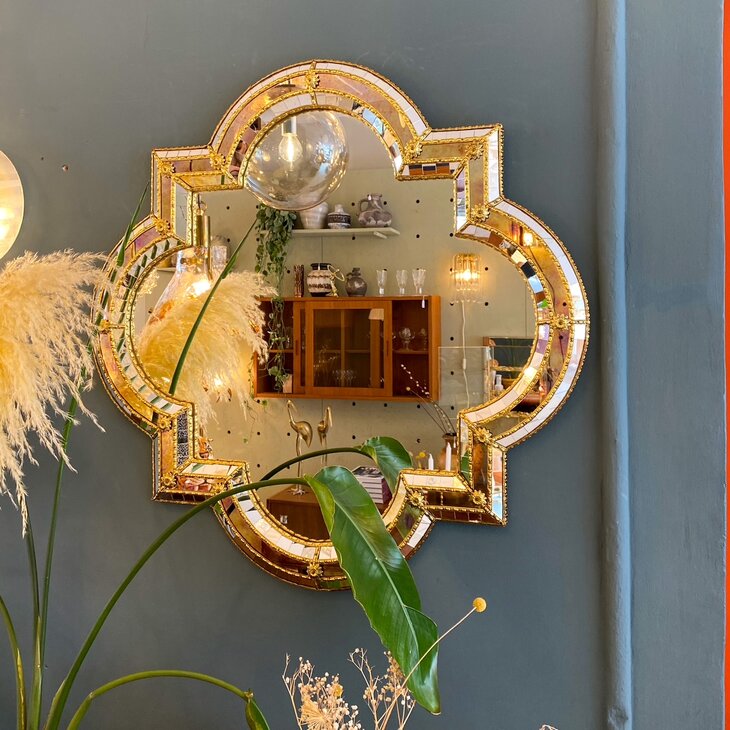 Vintage Venetiaanse moza&iuml;ekspiegel vierkant met rondingen | Sprinkelhop