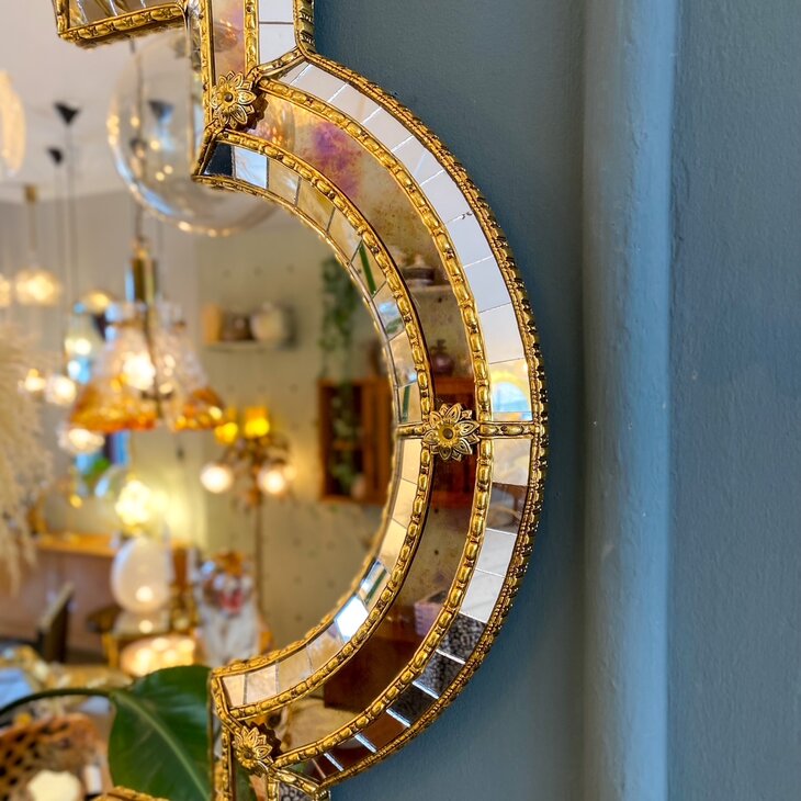 Vintage Venetiaanse moza&iuml;ekspiegel vierkant met rondingen | Sprinkelhop