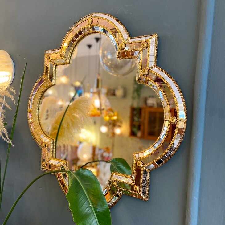 Vintage Venetiaanse moza&iuml;ekspiegel vierkant met rondingen | Sprinkelhop