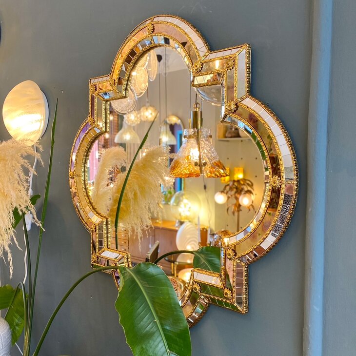 Vintage Venetiaanse moza&iuml;ekspiegel vierkant met rondingen | Sprinkelhop