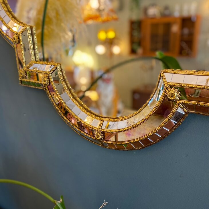 Vintage Venetiaanse moza&iuml;ekspiegel vierkant met rondingen | Sprinkelhop